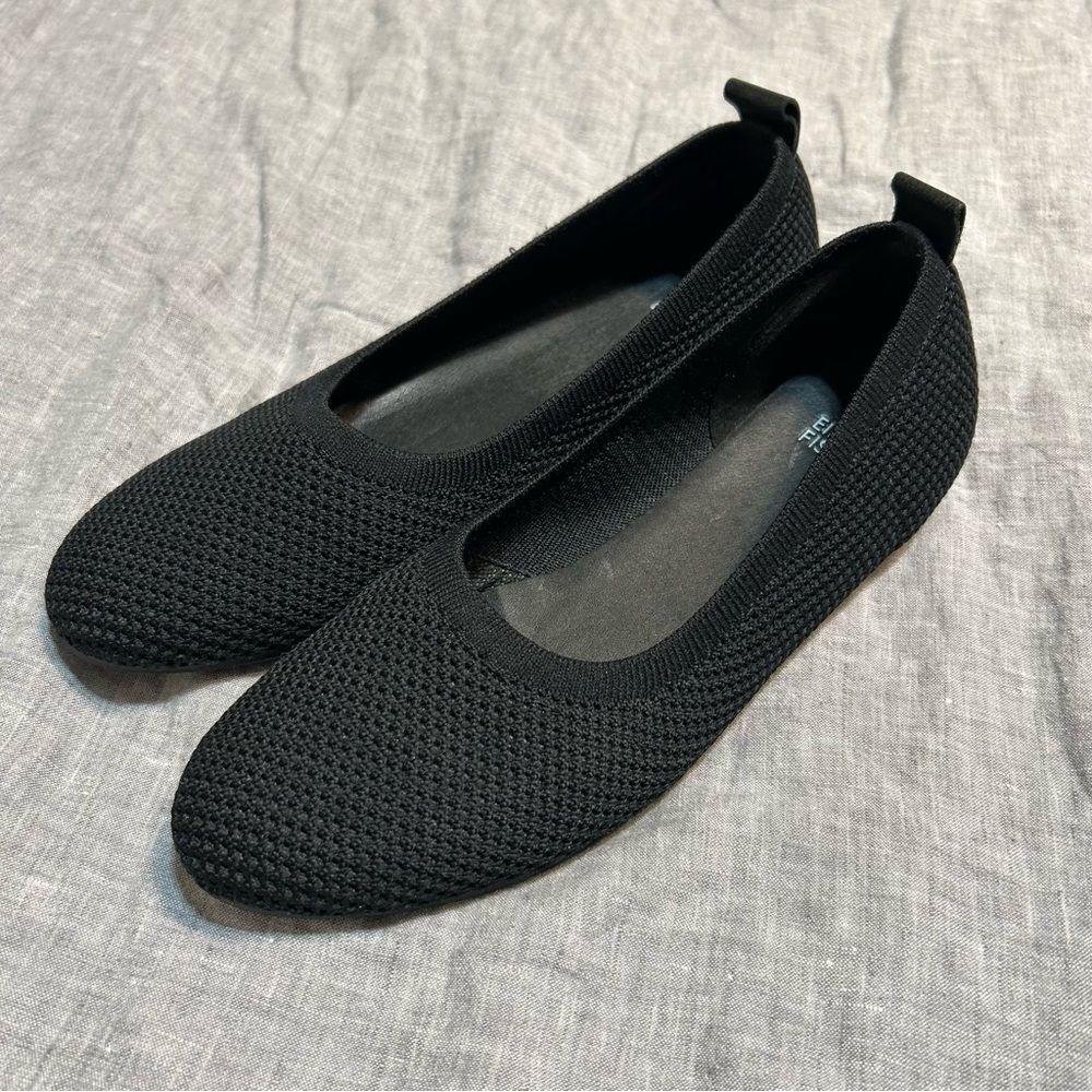 Eileen Fisher Naomi Recycled Stretch Knit Ballet Flats in Black Size 9.5